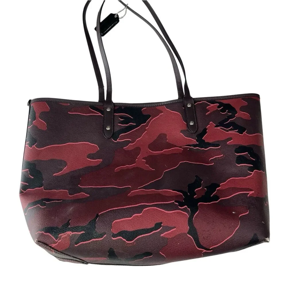 Coach Handbag Purse Military Red Camo Tote 31451 Large Shoulder Bag Reversible